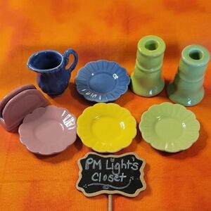 Vintage Frenzy Colorful Miniature Ceramic Kids Dish 8 Pieces